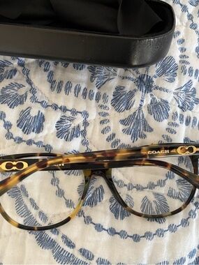 Coach Women’s Tortoiseshell Optical Glasses with Gold Accents